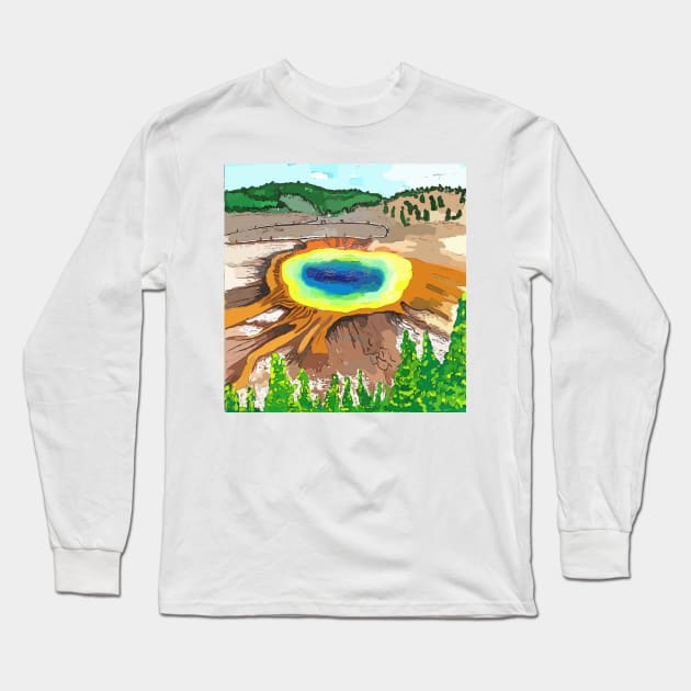 Prismatic Springs in Yellowstone National Park Long Sleeve T-Shirt by WelshDesigns